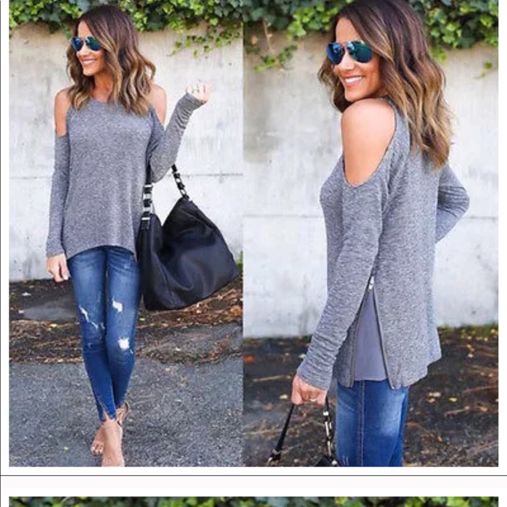 Cold shoulder long sleeve Grey